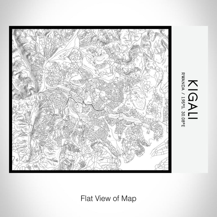 Rendered View of Kigali Rwanda Map on 20oz Stainless Steel Insulated Bottle with Bamboo Top with printed classic style map