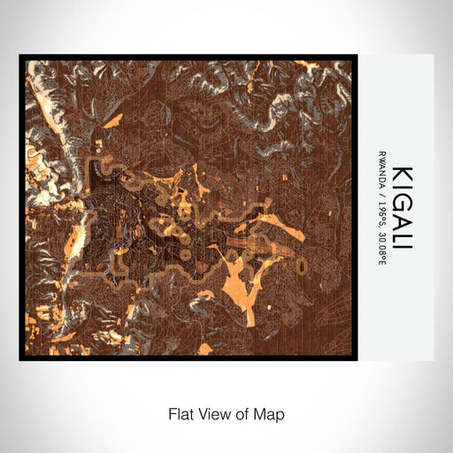Rendered View of Kigali Rwanda Map on 20oz Stainless Steel Insulated Bottle with Bamboo Top with printed ember style map