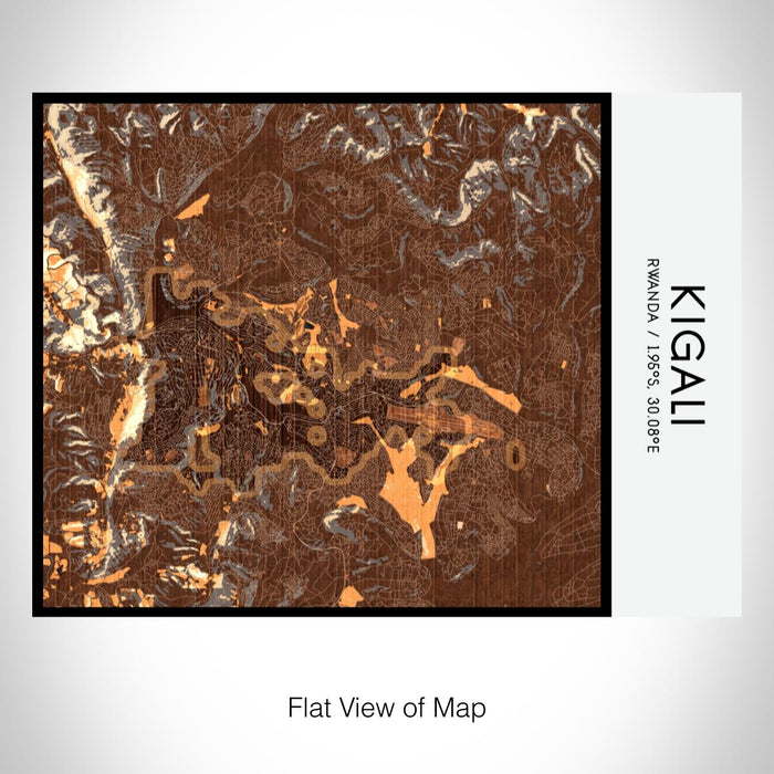 Rendered View of Kigali Rwanda Map on 20oz Stainless Steel Insulated Bottle with Bamboo Top with printed ember style map