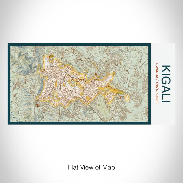 Rendered View of Kigali Rwanda Map on 17oz Stainless Steel Insulated Bottle with printed woodblock style map