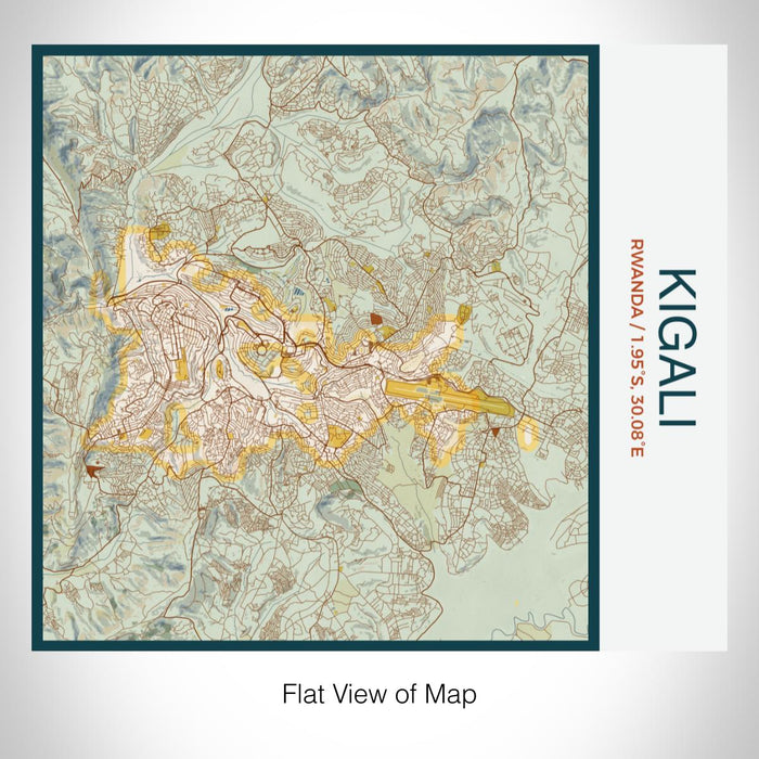 Rendered View of Kigali Rwanda Map on 17oz Stainless Steel Insulated Tumbler in Woodblock Map Style