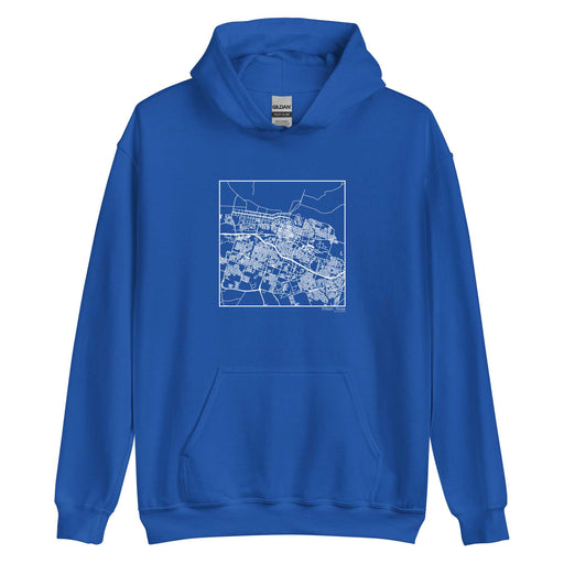 Killeen Texas  Map Unisex Hoodie Sweater with City inscription in Royal Blue