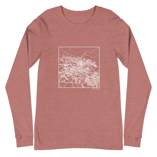 Killeen Texas  Map Unisex Long-Sleeve T-shirt with City inscription in Heather Mauve