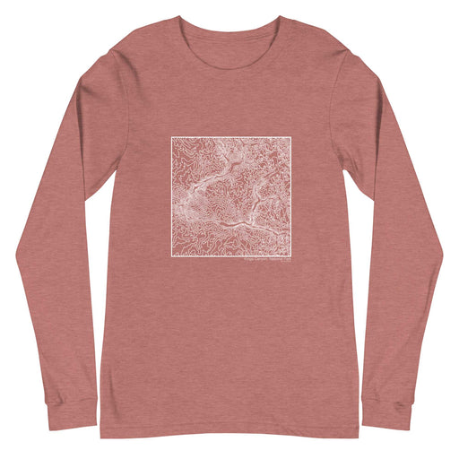 Kings Canyon National Park Topographic  Map Unisex Long-Sleeve T-shirt with City inscription in Heather Mauve