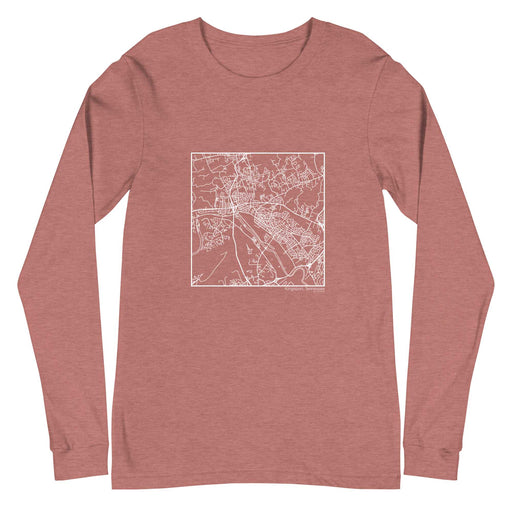 Kingsport Tennessee  Map Unisex Long-Sleeve T-shirt with City inscription in Heather Mauve