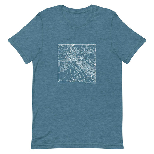 Kingsport Tennessee  Map Unisex T-Shirt with City inscription in Heather Teal