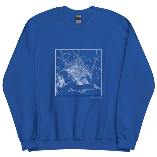 Kingston Jamaica  Map Unisex Crewneck Sweater with City inscription in Royal Blue