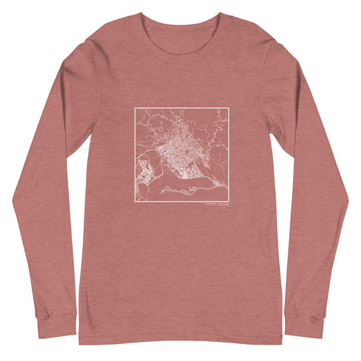 Kingston Jamaica  Map Unisex Long-Sleeve T-shirt with City inscription in Heather Mauve