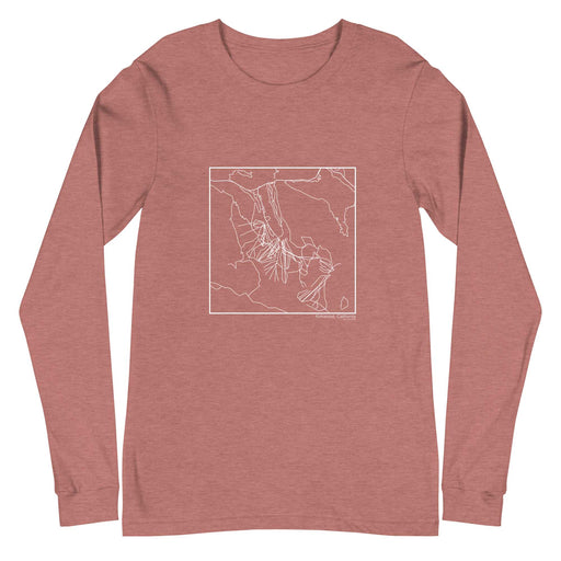 Kirkwood California  Map Unisex Long-Sleeve T-shirt with City inscription in Heather Mauve