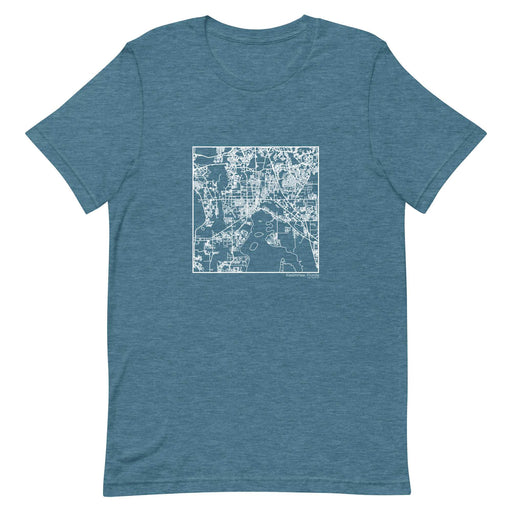 Kissimmee Florida  Map Unisex T-Shirt with City inscription in Heather Teal