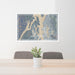 24x36 Kitsap Peninsula Washington Map Print Lanscape Orientation in Afternoon Style Behind 2 Chairs Table and Potted Plant