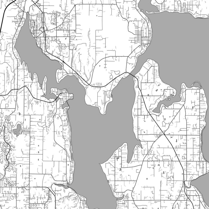 Kitsap Peninsula Washington Map Print in Classic Style Zoomed In Close Up Showing Details