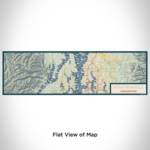 Flat View of Map Custom Kitsap Peninsula Washington Map Enamel Mug in Woodblock