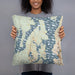 Person holding 18x18 Custom Kitsap Peninsula Washington Map Throw Pillow in Woodblock