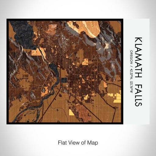 Rendered View of Klamath Falls Oregon Map on 20oz Stainless Steel Insulated Bottle with Bamboo Top with printed ember style map