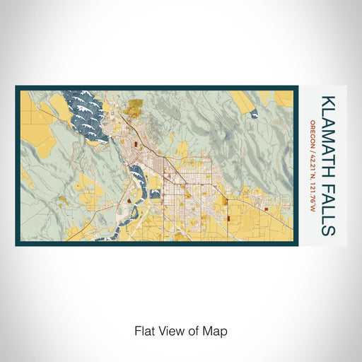 Rendered View of Klamath Falls Oregon Map on 17oz Stainless Steel Insulated Bottle with printed woodblock style map