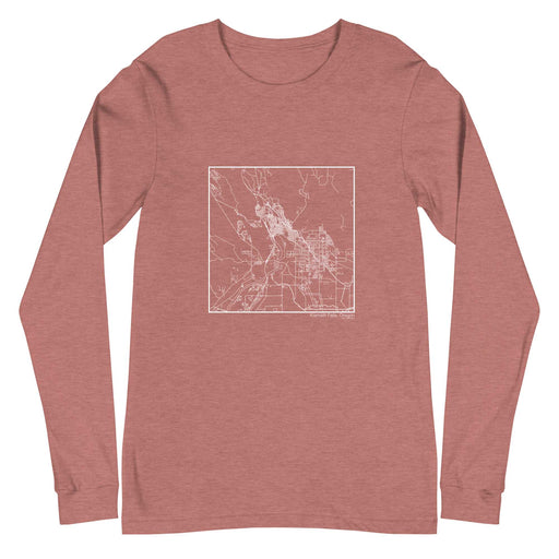 Klamath Falls Oregon  Map Unisex Long-Sleeve T-shirt with City inscription in Heather Mauve