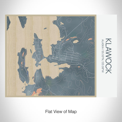 Rendered View of Klawock Alaska Map on 20oz Stainless Steel Insulated Bottle with Bamboo Top with printed afternoon style map