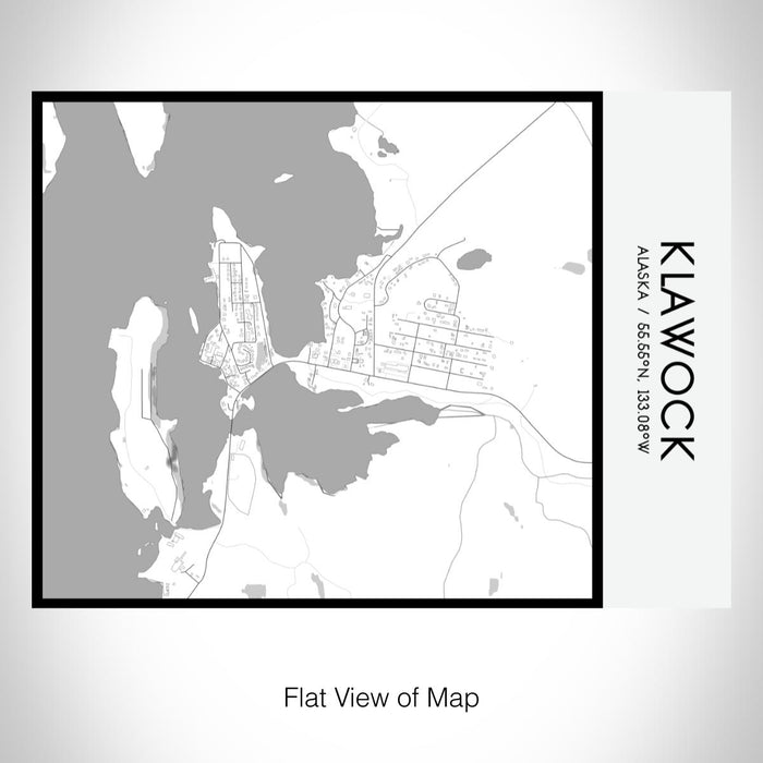 Rendered View of Klawock Alaska Map on 20oz Stainless Steel Insulated Bottle with Bamboo Top with printed classic style map