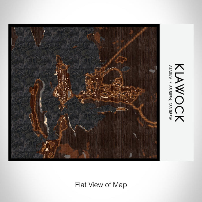 Rendered View of Klawock Alaska Map on 20oz Stainless Steel Insulated Bottle with Bamboo Top with printed ember style map