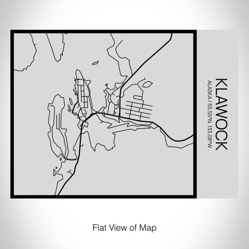 Rendered View of Klawock Alaska Map on 20oz Stainless Steel Insulated Bottle with Bamboo Top with printed Tactile Lines Map in Black