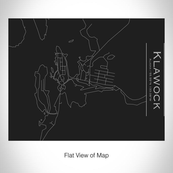 Rendered View of Klawock Alaska Map on 20oz Stainless Steel Insulated Bottle with Bamboo Top in Black