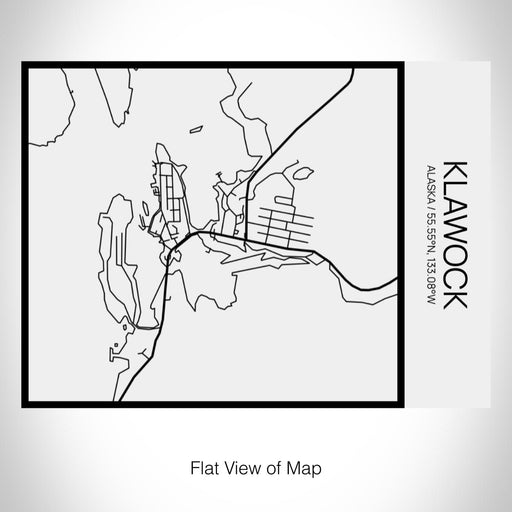 Rendered View of Klawock Alaska Map on 20oz Stainless Steel Insulated Bottle with Bamboo Top in Matte White with printed Tactile Lines Map in Black