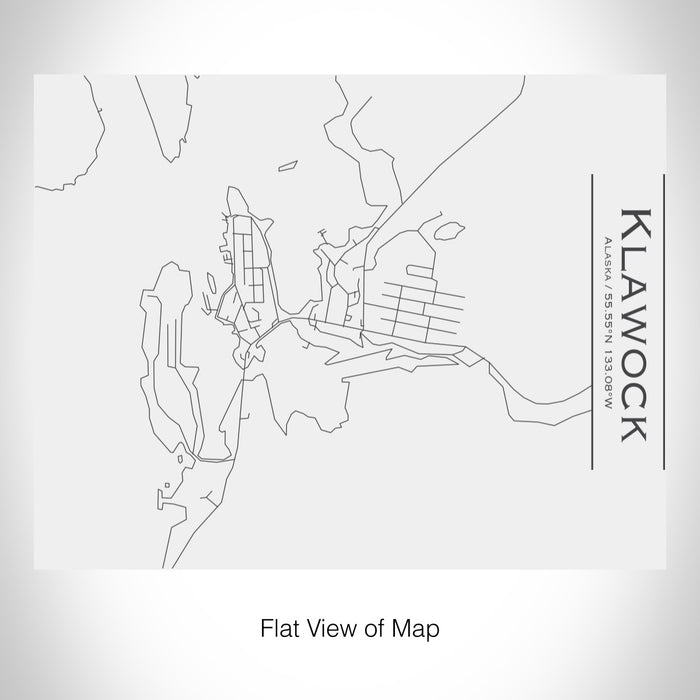 Rendered View of Klawock Alaska Map on 20oz Stainless Steel Insulated Bottle with Bamboo Top in White