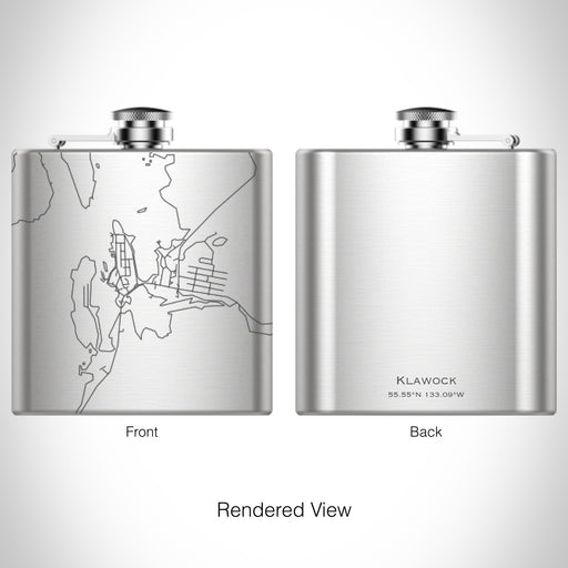 Rendered View of Klawock Alaska Map on 6oz Stainless Steel Flask