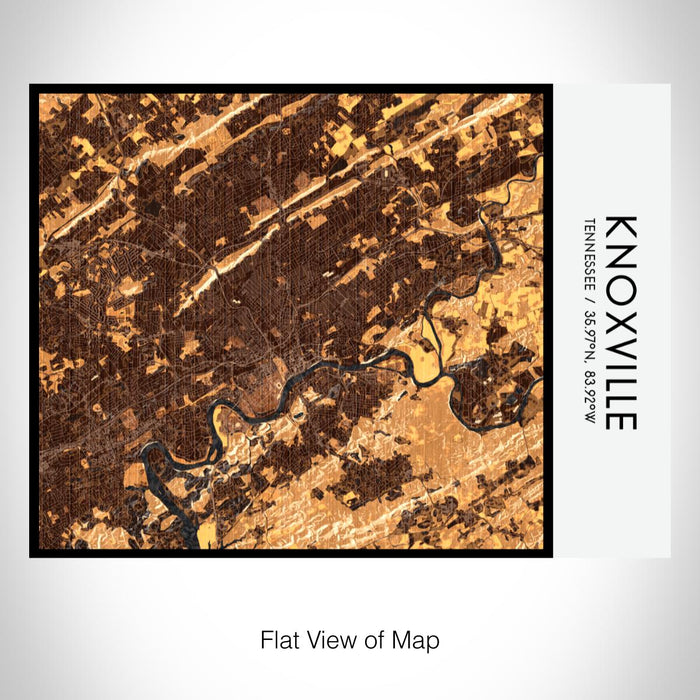 Rendered View of Knoxville Tennessee Map on 20oz Stainless Steel Insulated Bottle with Bamboo Top with printed ember style map