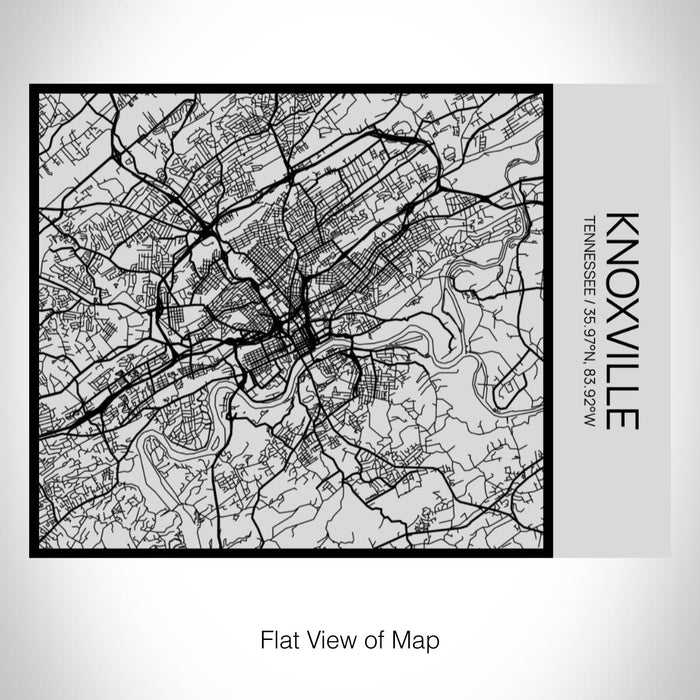 Rendered View of Knoxville Tennessee Map on 20oz Stainless Steel Insulated Bottle with Bamboo Top with printed Tactile Lines Map in Black