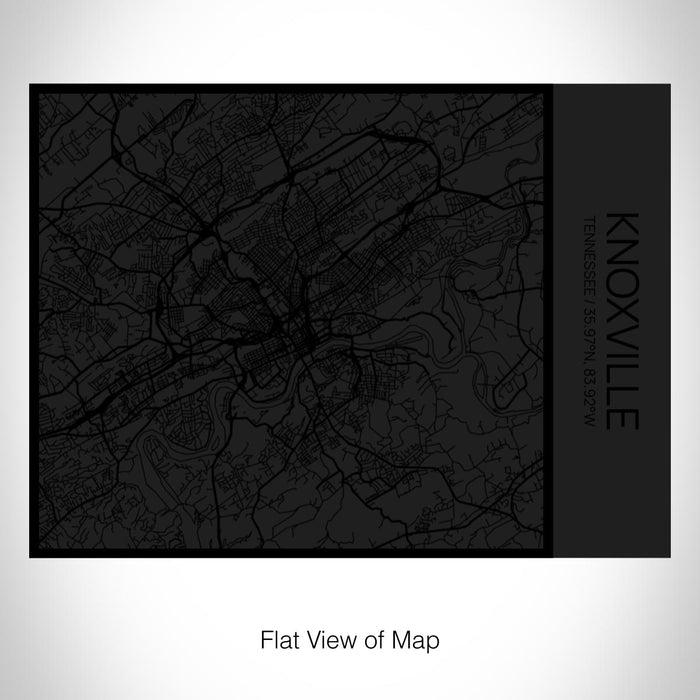 Rendered View of Knoxville Tennessee Map on 20oz Stainless Steel Insulated Bottle with Bamboo Top in Matte Black with printed Tactile Lines Map in Black