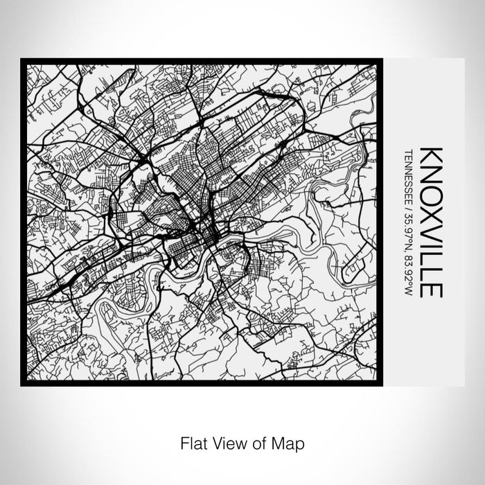 Rendered View of Knoxville Tennessee Map on 20oz Stainless Steel Insulated Bottle with Bamboo Top in Matte White with printed Tactile Lines Map in Black