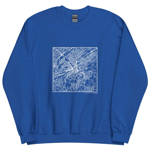 Knoxville Tennessee  Map Unisex Crewneck Sweater with City inscription in Royal Blue