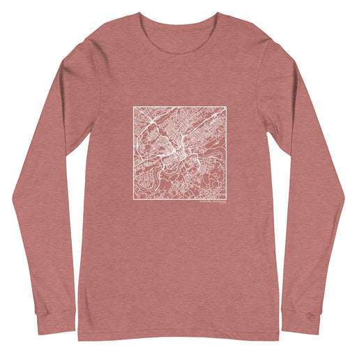 Knoxville Tennessee  Map Unisex Long-Sleeve T-shirt with City inscription in Heather Mauve