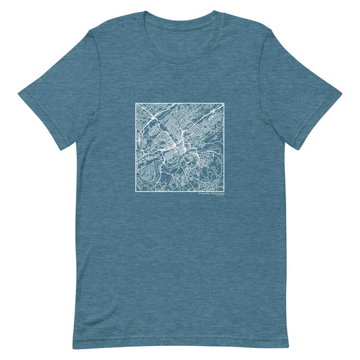 Knoxville Tennessee  Map Unisex T-Shirt with City inscription in Heather Teal