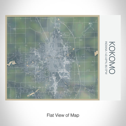 Rendered View of Kokomo Indiana Map on 20oz Stainless Steel Insulated Bottle with Bamboo Top with printed afternoon style map