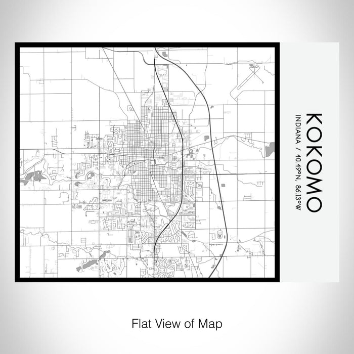 Rendered View of Kokomo Indiana Map on 20oz Stainless Steel Insulated Bottle with Bamboo Top with printed classic style map