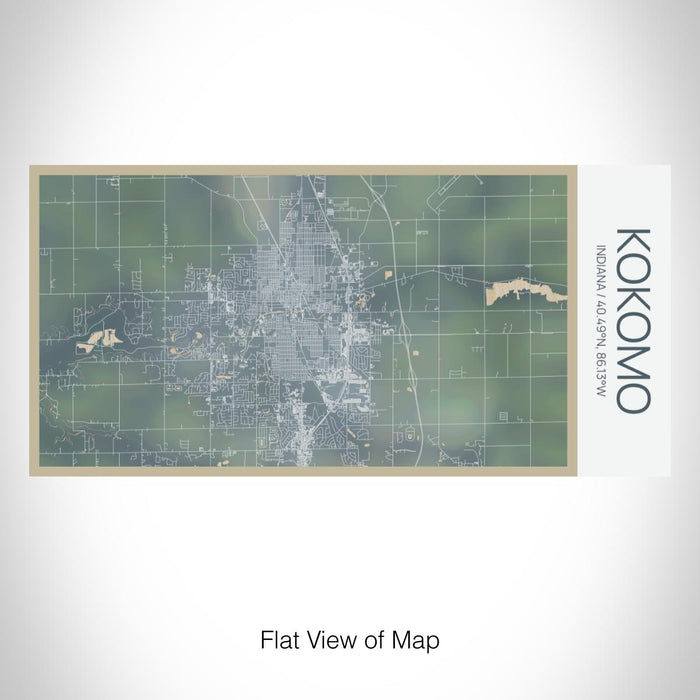 Rendered View of Kokomo Indiana Map on 17oz Stainless Steel Insulated Bottle with printed afternoon style map