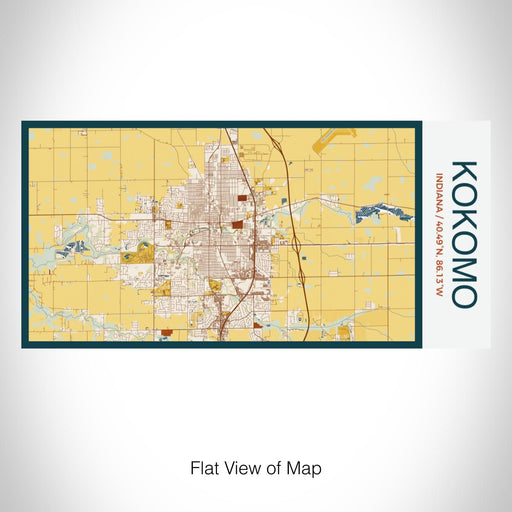 Rendered View of Kokomo Indiana Map on 17oz Stainless Steel Insulated Bottle with printed woodblock style map
