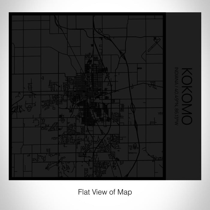 Rendered View of Kokomo Indiana Map on 17oz Stainless Steel Insulated Tumbler in Matte Black with Tactile Lines