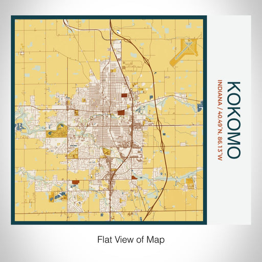 Rendered View of Kokomo Indiana Map on 17oz Stainless Steel Insulated Tumbler in Woodblock Map Style