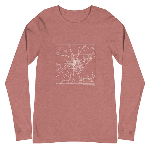 Kosciusko Mississippi  Map Unisex Long-Sleeve T-shirt with City inscription in Heather Mauve