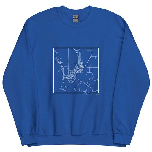 La Conner Washington  Map Unisex Crewneck Sweater with City inscription in Royal Blue