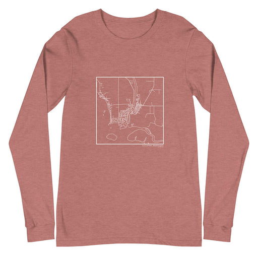 La Conner Washington  Map Unisex Long-Sleeve T-shirt with City inscription in Heather Mauve