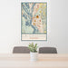24x36 La Crosse Wisconsin Map Print Portrait Orientation in Woodblock Style Behind 2 Chairs Table and Potted Plant