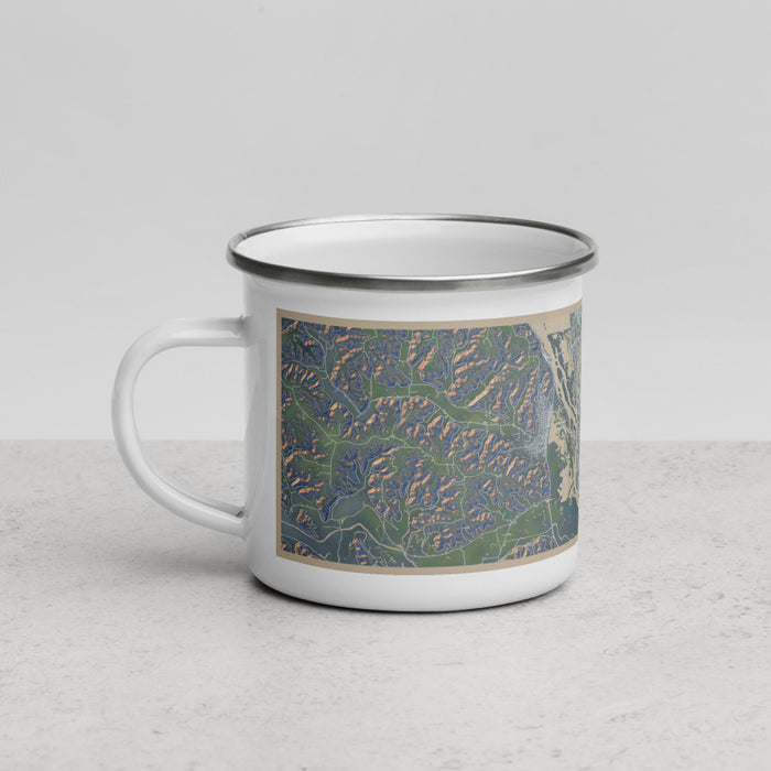 Left View Custom La Crosse Wisconsin Map Enamel Mug in Afternoon