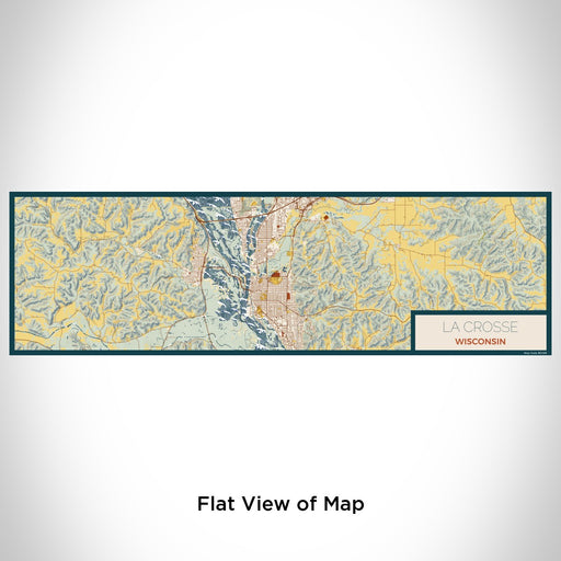 Flat View of Map Custom La Crosse Wisconsin Map Enamel Mug in Woodblock