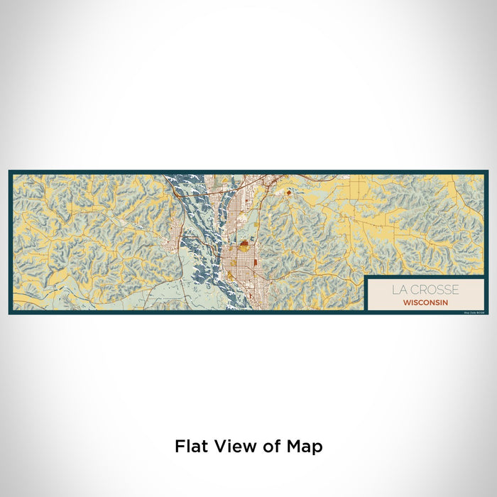 Flat View of Map Custom La Crosse Wisconsin Map Enamel Mug in Woodblock