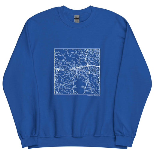 Lafayette California  Map Unisex Crewneck Sweater with City inscription in Royal Blue
